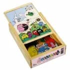 Pettson och Findus 4 træpuslespil i trææske af Hjelm Förlag