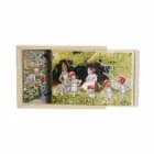 Tomtebobarnen 4 træpuslespil i trææske - De små skovnisser af Hjelm Förlag