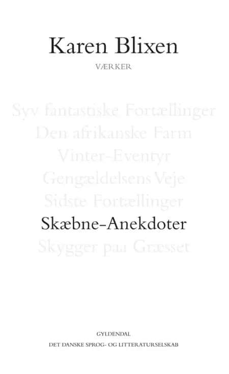 Skæbne-Anekdoter af Karen Blixen