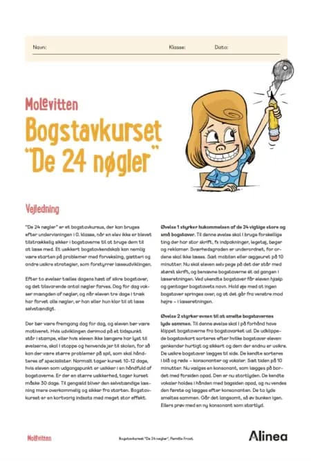 Bogstavkurset ''De 24 nøgler'', Molevitten 0.-1. kl. af Pernille Frost
