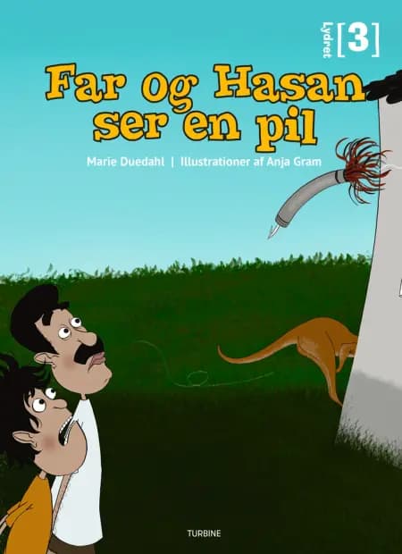 Far og Hasan ser en pil af Marie Duedahl