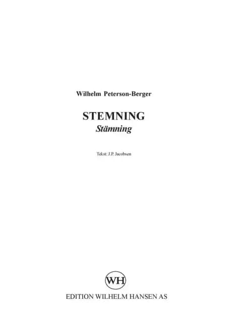 Stemning / Stämning af Wilhelm Peterson-Berger