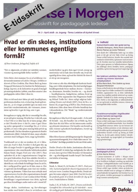 Ledelse i Morgen, Nr. 7. April 2018. 21. årgang. Tema: Ledelse af styrket trivsel af Nadia Holmgren