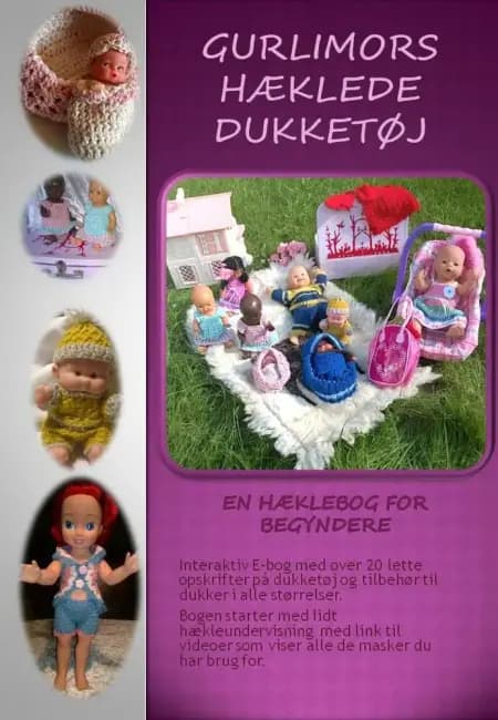 Gurlimors hæklede dukketøj af Gurli Søndergaard
