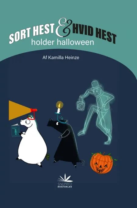 Sort Hest & Hvid Hest holder halloween af Britta Steen