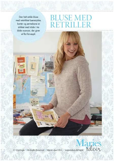 Strikkeopskrift - Bluse med retriller af Maries Ideer