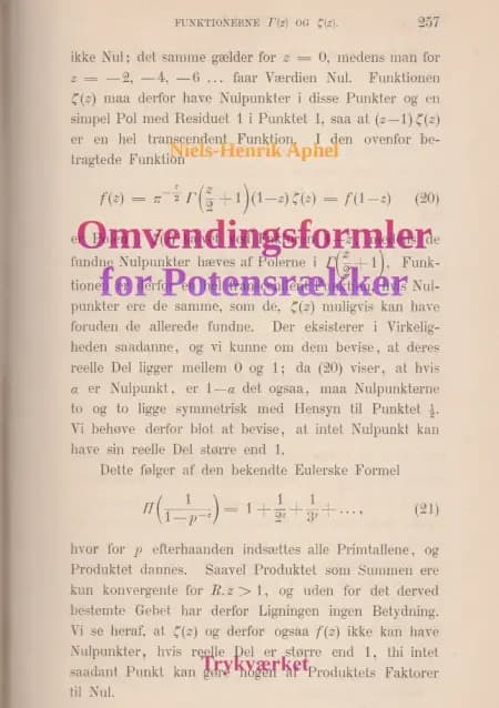 Omvendingsformler for Potensrækker af Niels-Henrik Aphel
