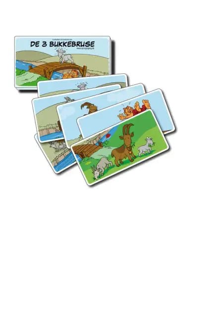 6 fortællekort til eventyret om De tre Bukke Bruse af Sprog